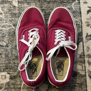 Vans Burgundy Canvas Sneakers with White Accents